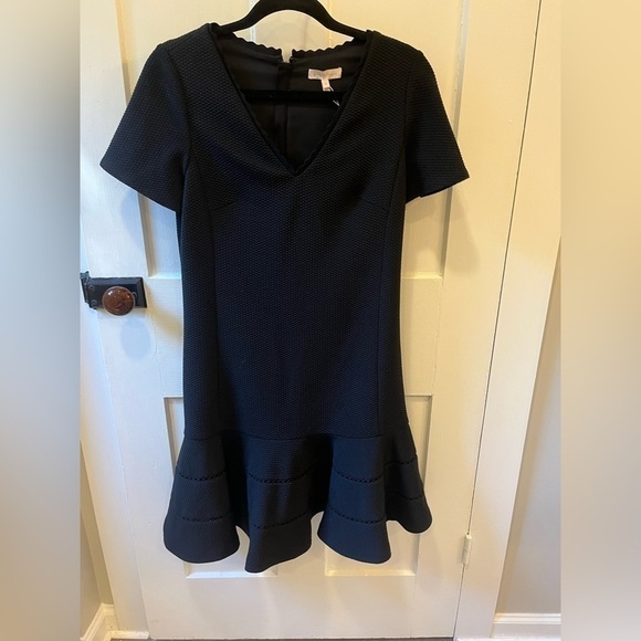 NWT $395 REBECCA TAYLOR Stretch Texture Little Black Dress Black Size 4 - Picture 5 of 11